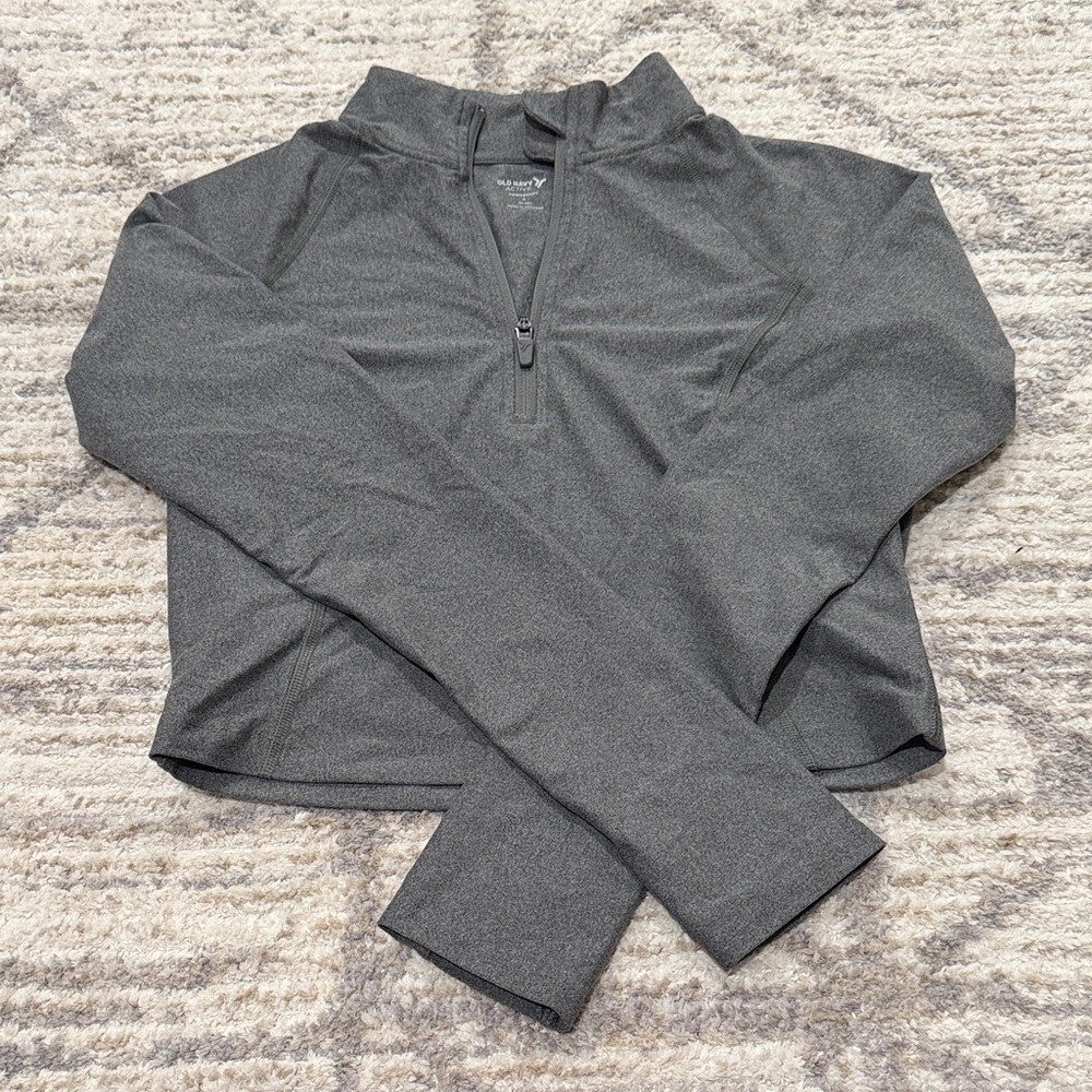 Old Navy PowerSoft Gray Quarter Zip Activewear Top